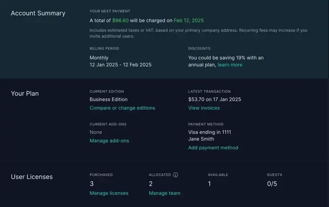 Account & Billing page