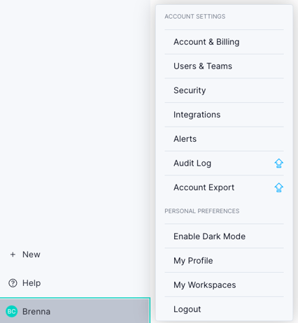 Account menu