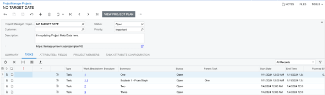 Acumatica project detail task view
