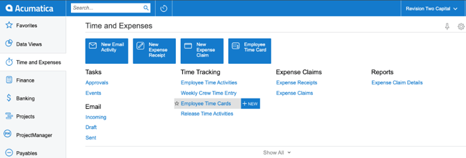 Acumatica timecards