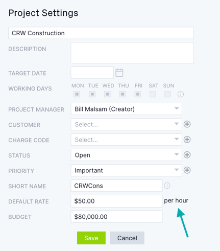 Adjust budget in project settings-1
