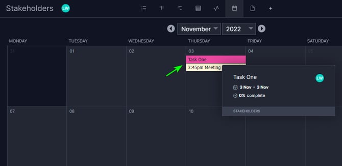 Calendar populated