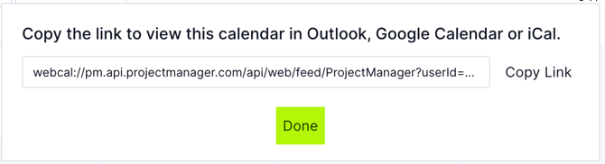 Calendar share link