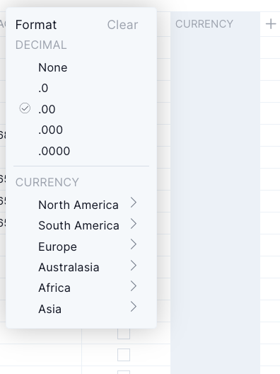 Custom currency column