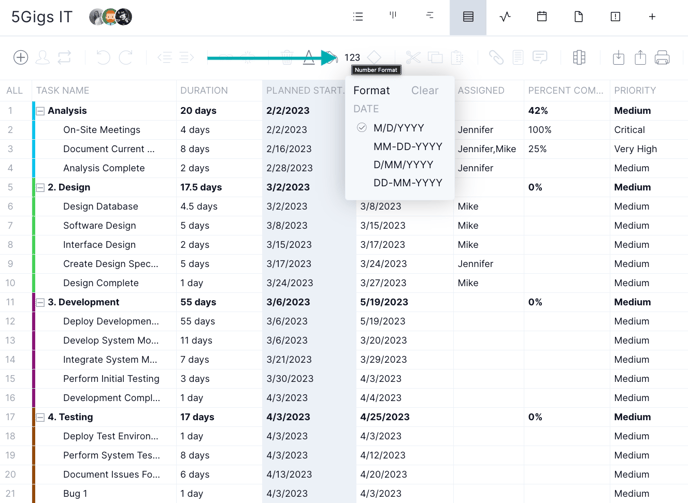 Customize columsn on the sheet