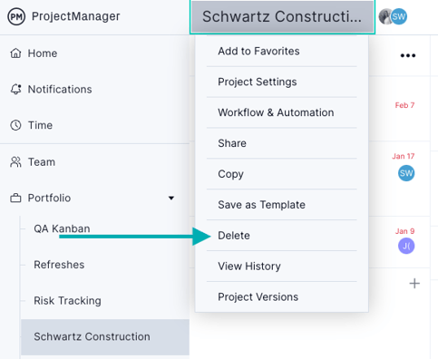 Delete a project-1