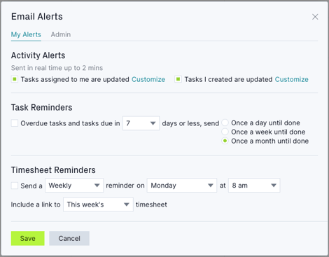 Email alerts popup