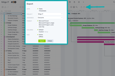 Export a project improved