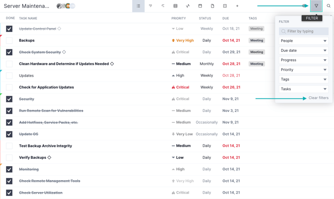 Filter list view