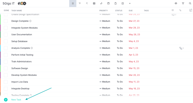 How to add a new task to the list view
