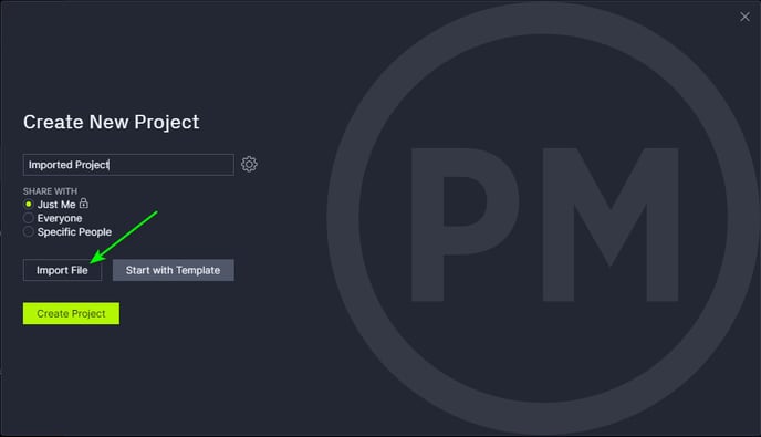 Import Project at Creation