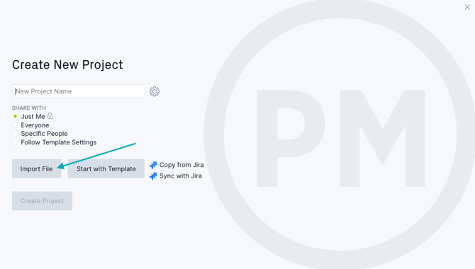 Import file to start new project