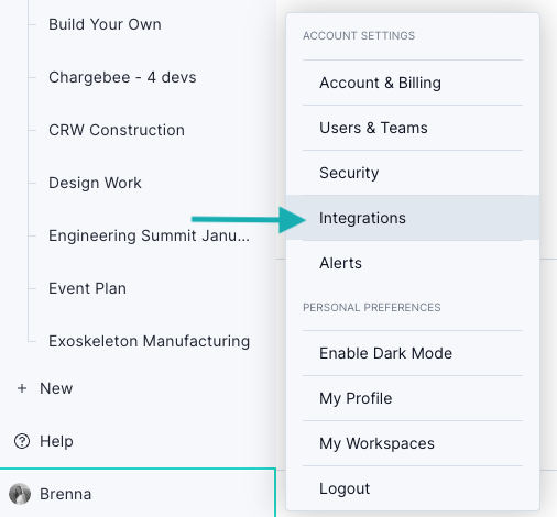 Integrations on new menu-1