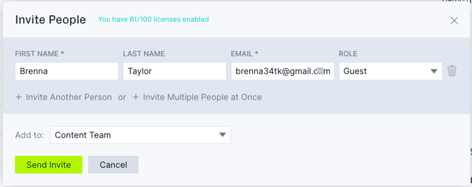 Invite people guest licenses