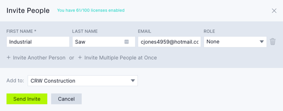 Invite people popup none role