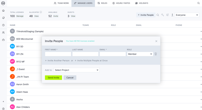 Manage users tab updated
