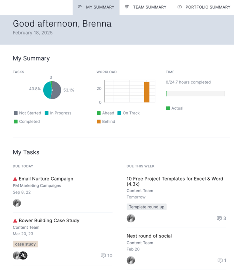 My summary tasks