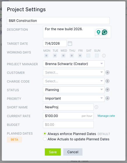 Project settings-1