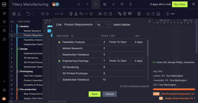 Gantt_Manufacturing_Wide_Zoom 175_Link Tasks
