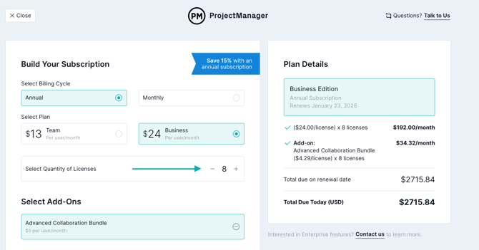 Reduce user count during check out