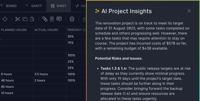 AI Project Insights Preview Dark