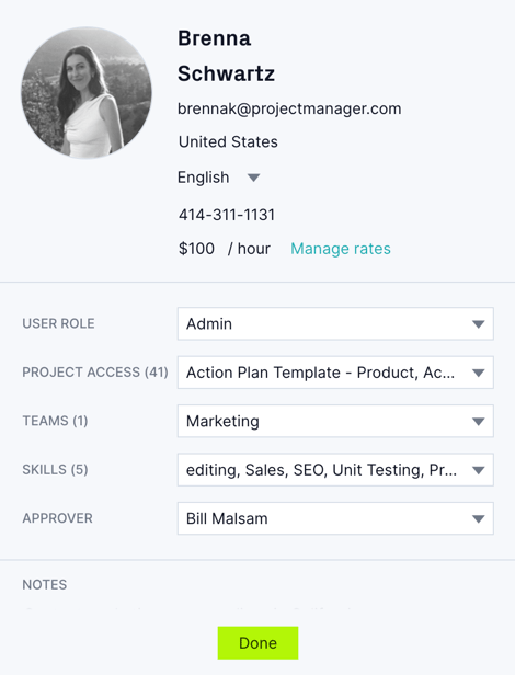 Set up profile