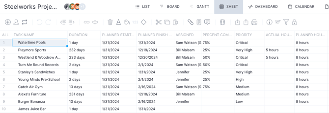 Sheet view resource management
