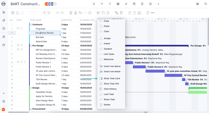 Show task card on Gantt