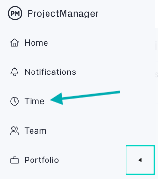 Time section of menu highlighted