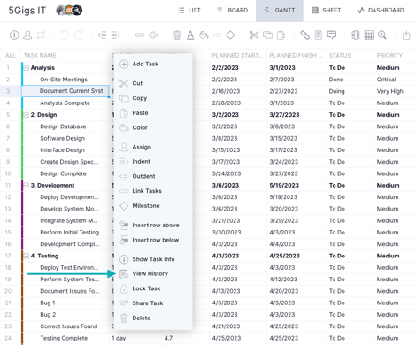 View task history