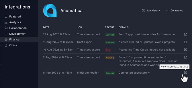 acumatica job history