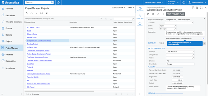 acumatica project view panel-png