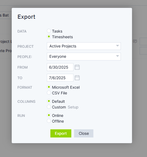 export active projects