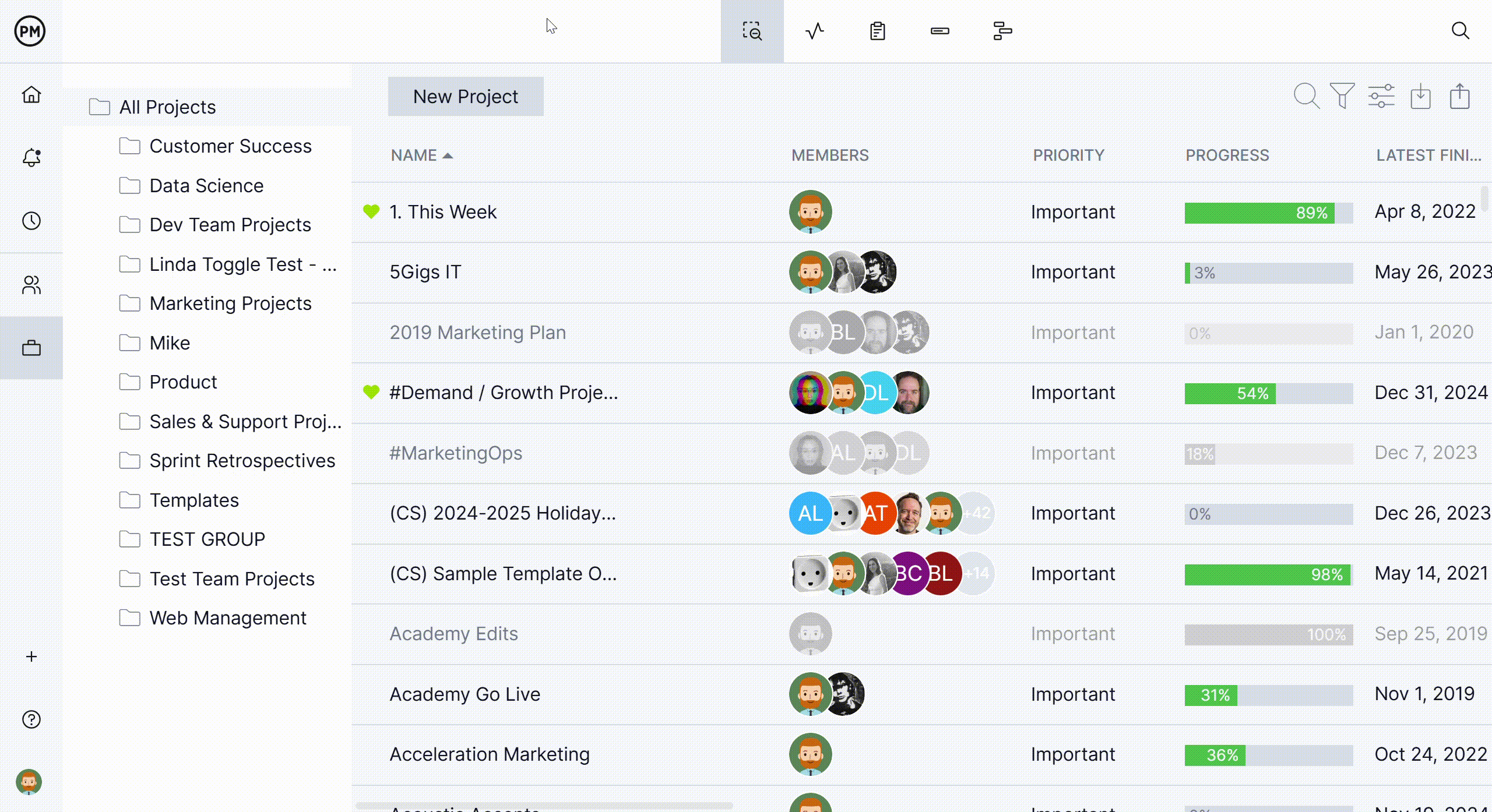 making a new project folder gif