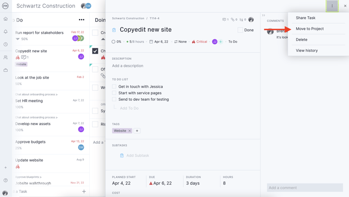 move task to project